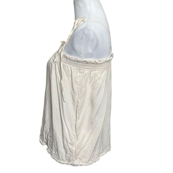 Touche Ruffle Trimmed Slip Blouse Cream Women’s Size Small Viscose Lined - Picture 2 of 7